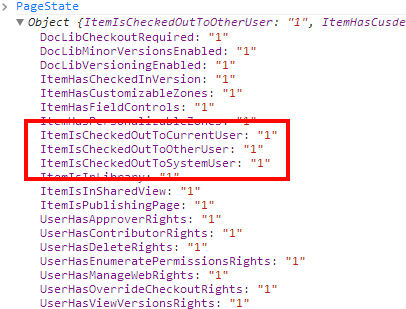 PageState object for a checked-out page
