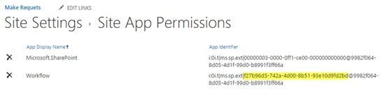 Workflow permission guids view