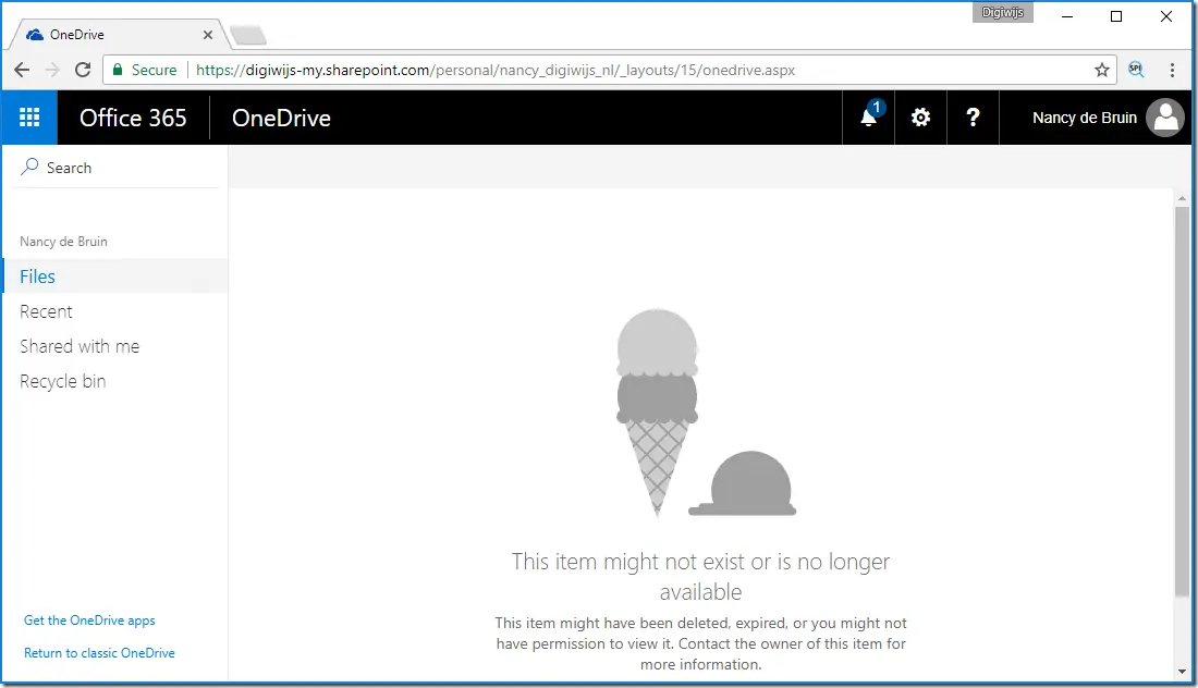 OneDrive UI error message