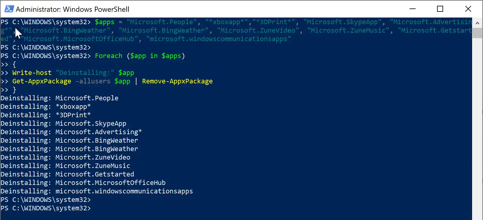 Uninstalling windows store apps using PowerShell header image