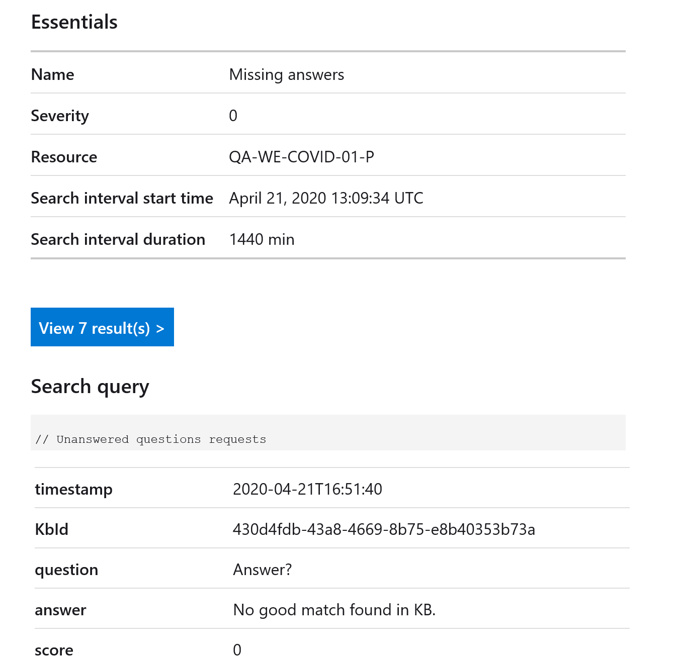 Email result for alert rule
