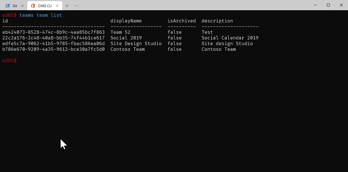 O365 CLI in Windows Terminal