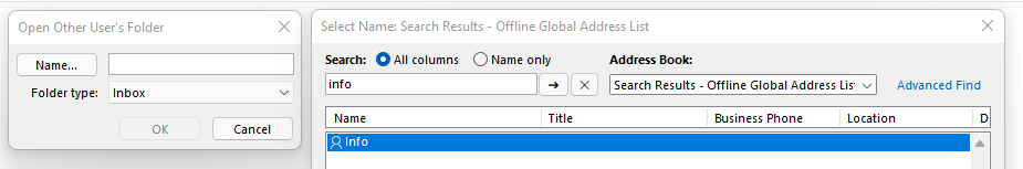 Outlook open Shared Mailbox