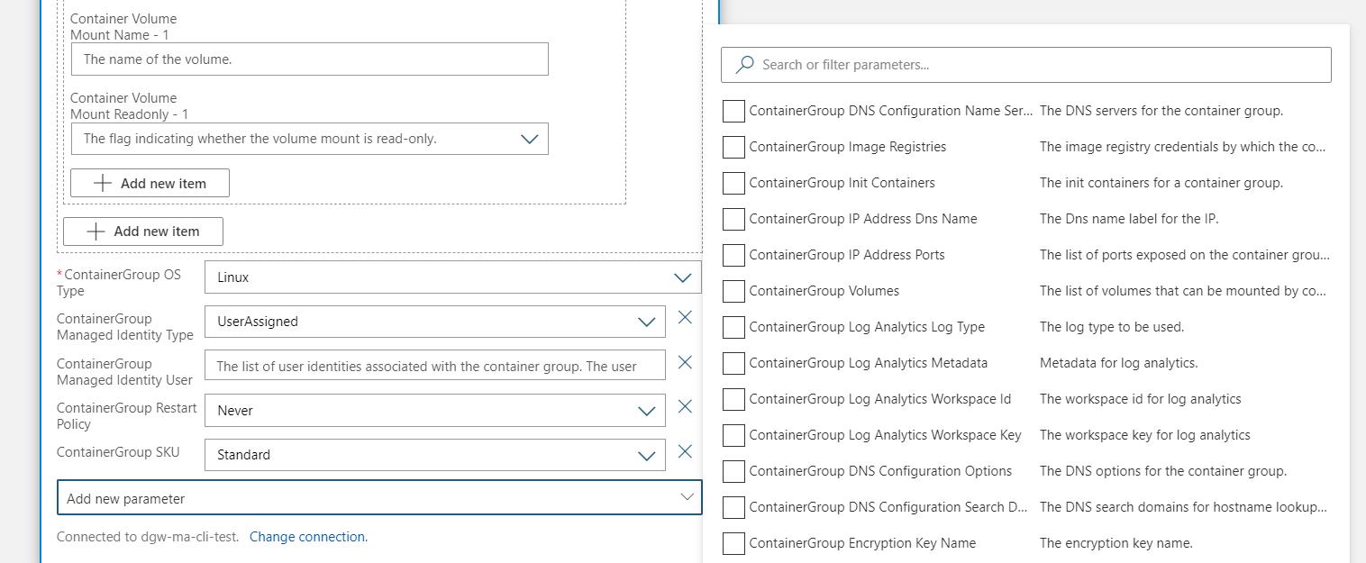 Adding managed identity parameter