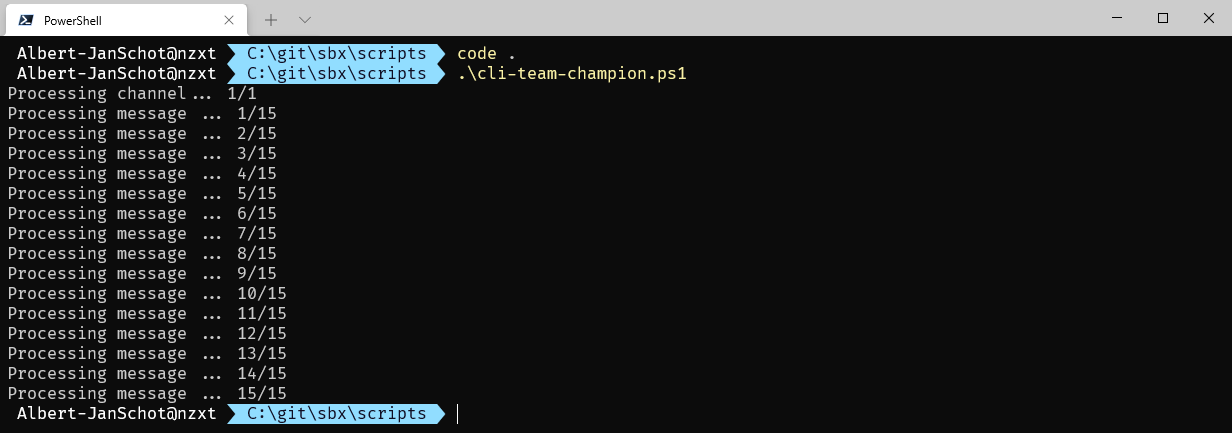 Script returning progress when processing channels and messages