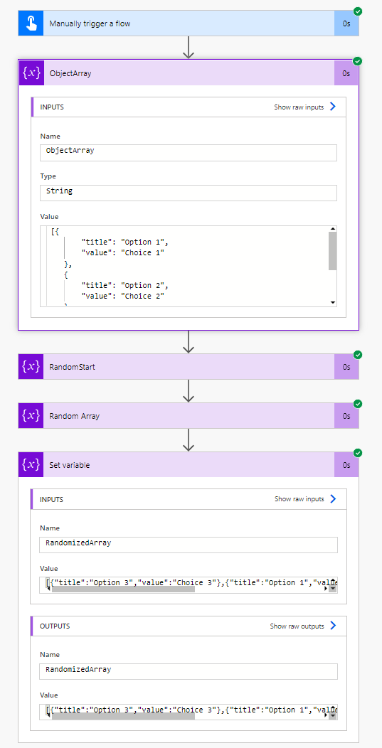 Shuffle array flow