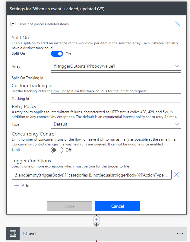Trigger condition to exclude deleted items and items already with category