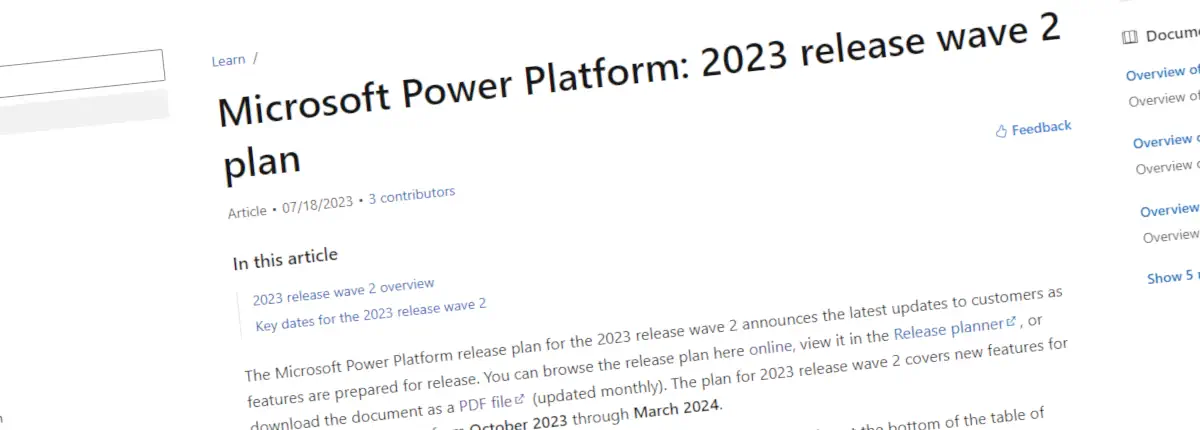 Power Platform Release Wave 2 2023: Don't miss these top 3.5 picks! header image