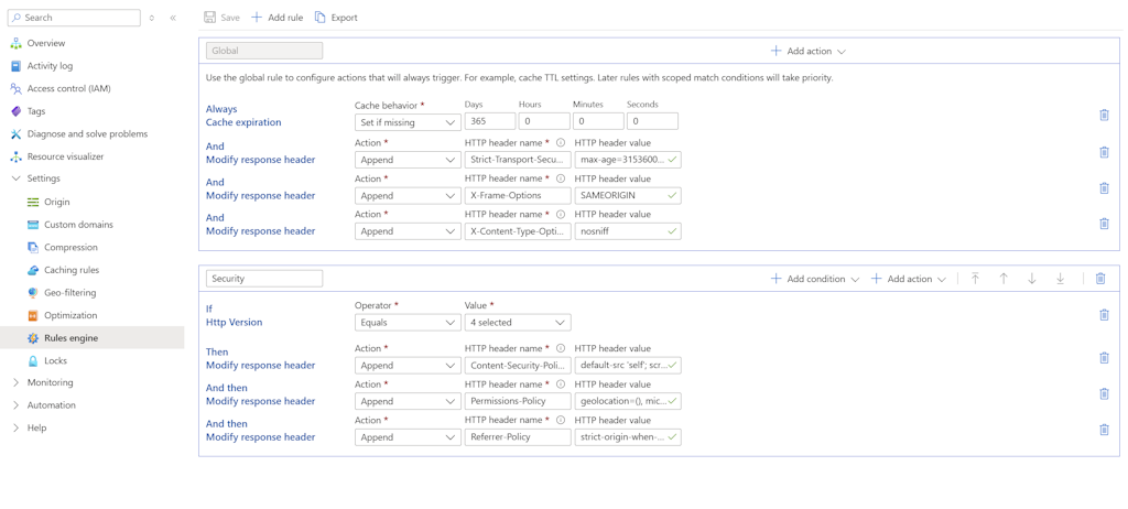 Azure Front Door Rules