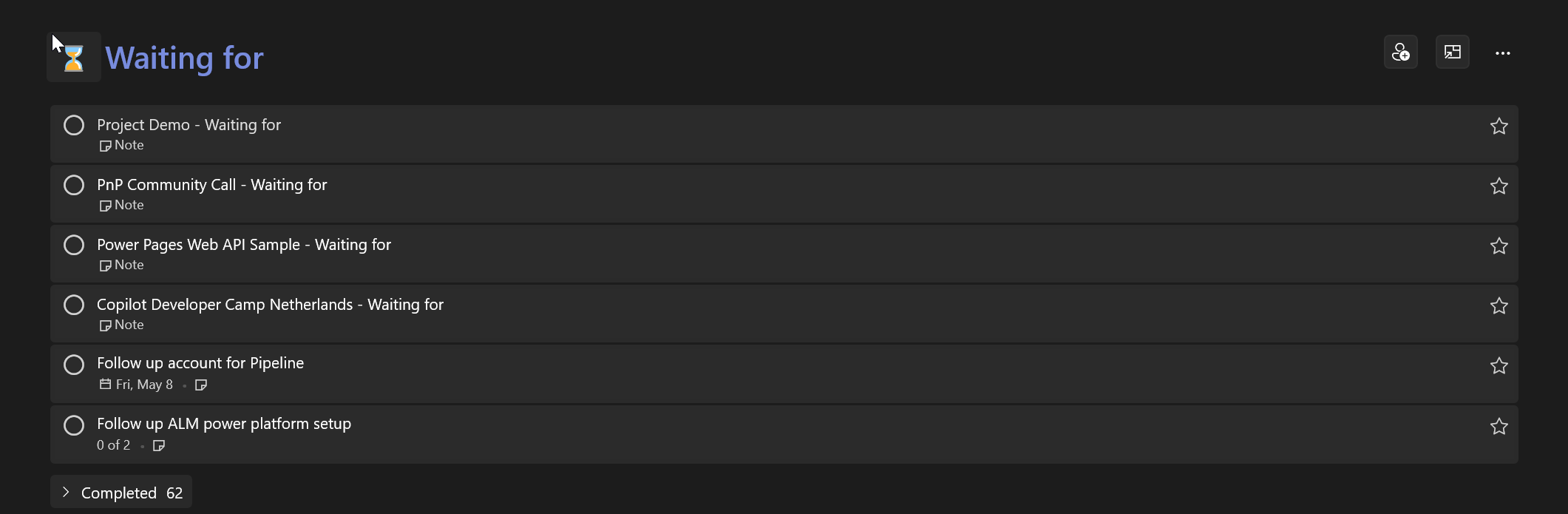 To Do results from Work IQ